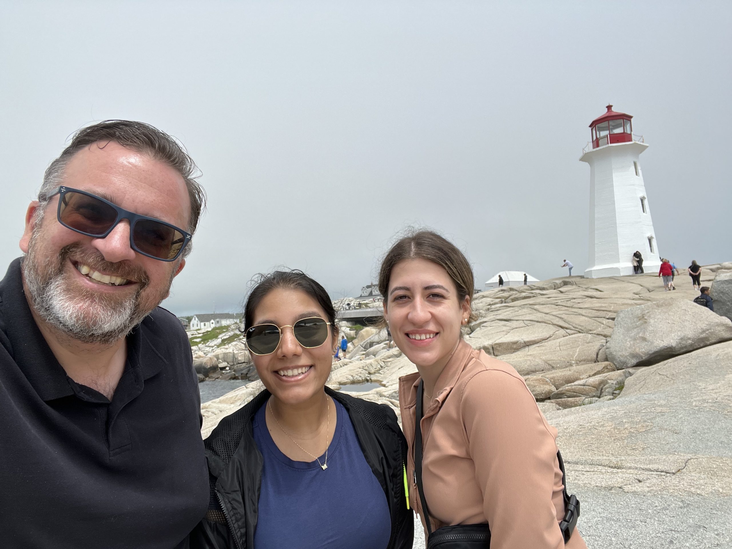 Joe, Reshmi and Natasha by lighthouse